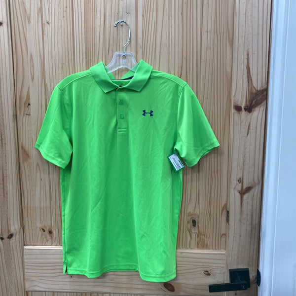 BOYS UNDER ARMOUR LIME GREEN/ROYAL BLUE POLO SHIRT YXL 14