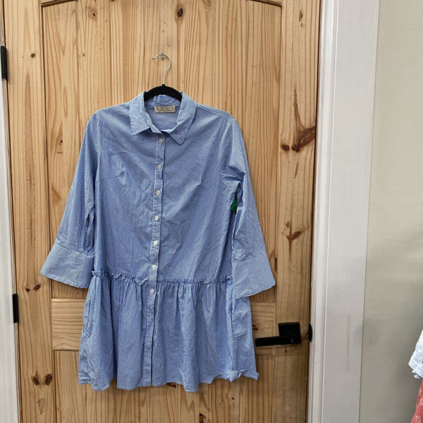 WOMENS SEA ISLAND BLUE/WHITE STRIPE CASUAL TOP L
