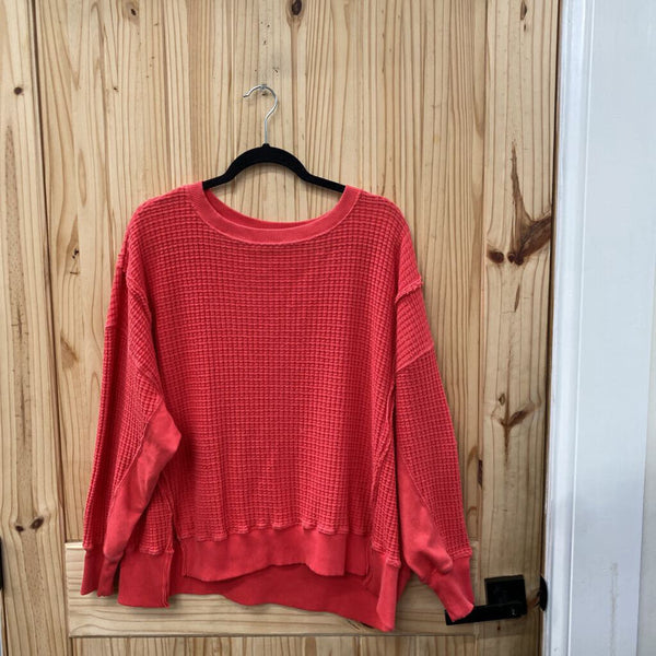 WOMENS THIS FEELS SERIOUSLY LIVED IN RED LS CROPPED SWEATER XS