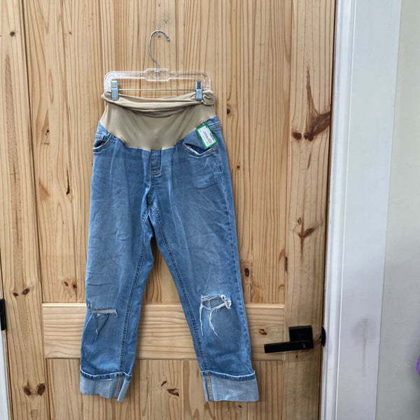 WOMENS INDIGO BLUE LT DENIM DIST. MATERNITY JEANS M