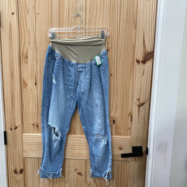WOMENS HAUTE MAMA MATERNITY DENIM DIST. JEANS M