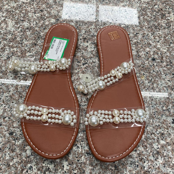 WOMENS PEARL/CLEAR SANDALS 42 10/10.5