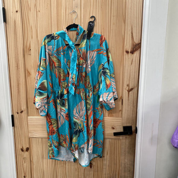 WOMENS SHEIN TURQUOISE FLORAL ROMPER 4X