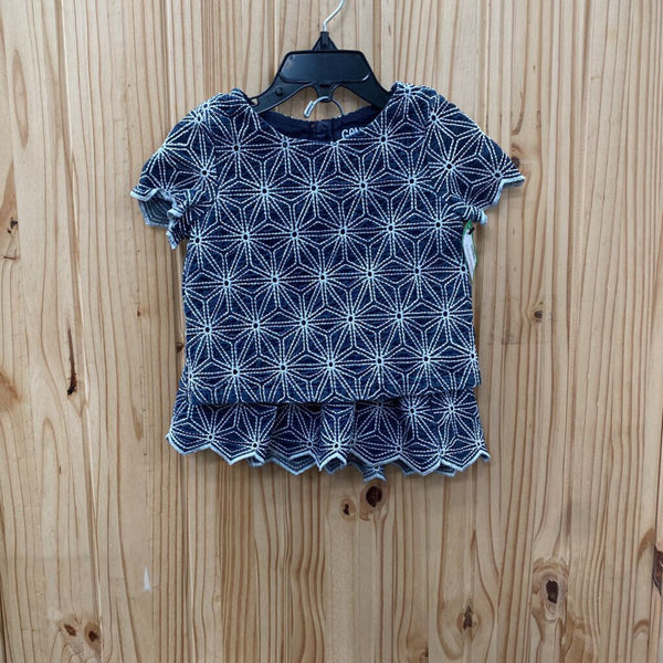 GIRLS GENUINE KIDS NAVY BLUE/WHITE 2PC SET 2T