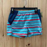 GIRLS THE NORTH FACE SHORTS TEAL/CORAL/WHITE STRIPE M 10/12