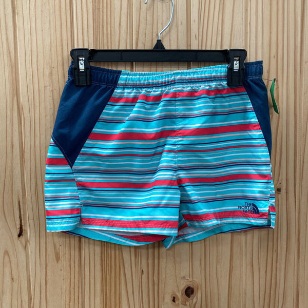 GIRLS THE NORTH FACE SHORTS TEAL/CORAL/WHITE STRIPE M 10/12
