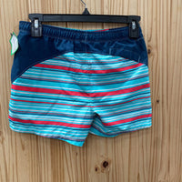 GIRLS THE NORTH FACE SHORTS TEAL/CORAL/WHITE STRIPE M 10/12