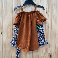 GIRLS 2PC SET LT BROWN LEOPARD L 10/12