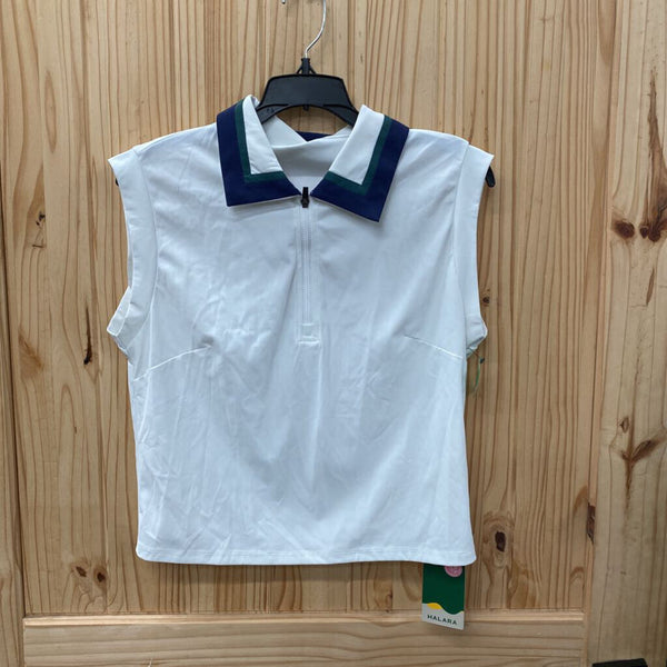 WOMENS HALARA SL TOP WHITE/NAVY BLUE/DK GREEN M NWT