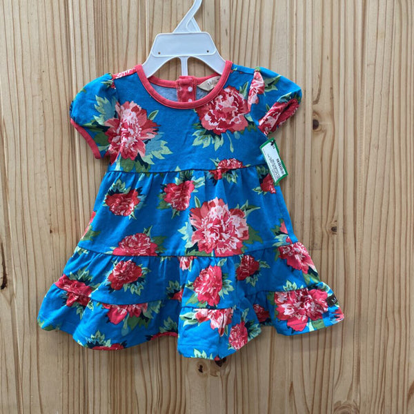 GIRLS MATILDA JANE 2PC SET SKY BLUE/CORAL W/FLOWERS 6/12M
