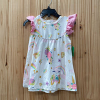 GIRLS 2PC SET WHITE W/UNICORNS/FLOWERS/STARS XXS 24M