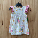 GIRLS 2PC SET WHITE W/UNICORNS/FLOWERS/STARS XXS 24M