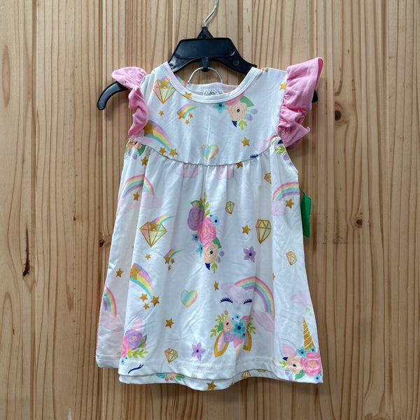 GIRLS 2PC SET WHITE W/UNICORNS/FLOWERS/STARS XXS 24M