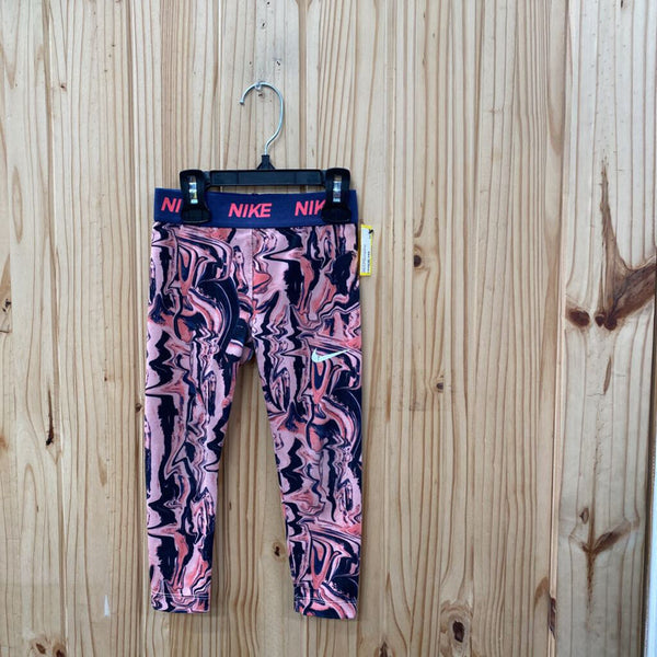 GIRLS NIKE LEGGINGS PINK/DK GREY/BLK 3T