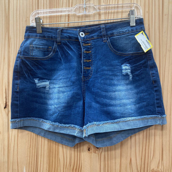 WOMENS DK DENIM DIST. JEANS SHORTS M