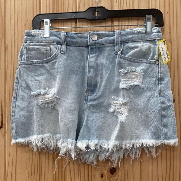 WOMENS TINSELTOWN LT DENIM DIST. JEAN SHORTS 8