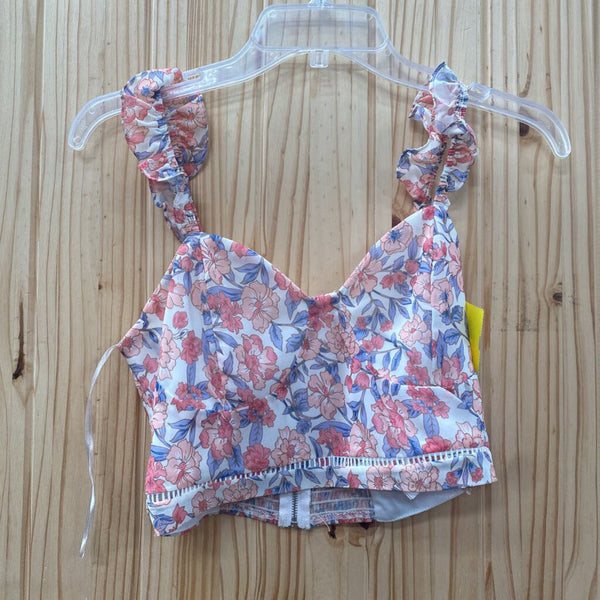WOMENS KENDALL + KYLIE FLORAL SL CROP TOP S