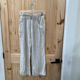 WOMENS REWIND CAUSAL CAPRIS BEIGE/NAVY BLUE/YELLOW STRIPE M