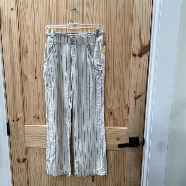 WOMENS REWIND CAUSAL CAPRIS BEIGE/NAVY BLUE/YELLOW STRIPE M