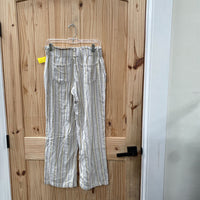 WOMENS REWIND CAUSAL CAPRIS BEIGE/NAVY BLUE/YELLOW STRIPE M