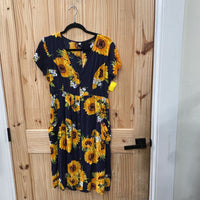 WOMENS NAVY BLUE DRESS W/SUNFLOWERS L