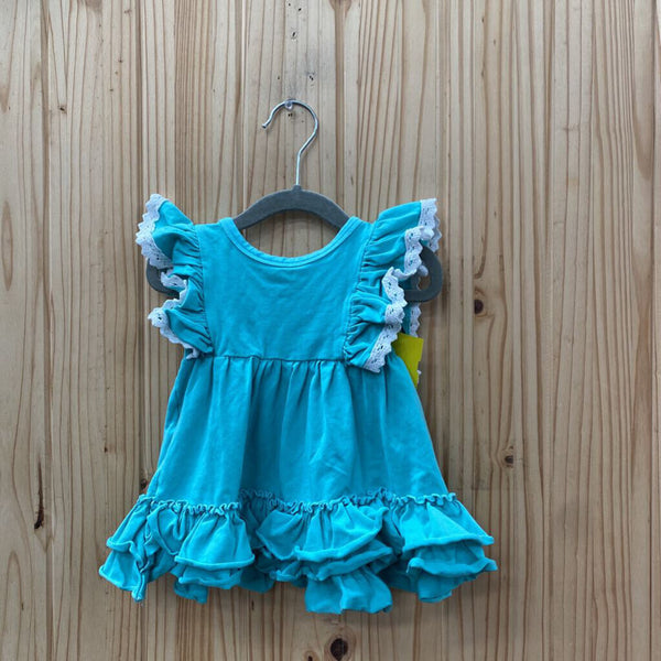 GIRLS TURQUOISE/WHITE DRESS 18M