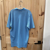 MENS UNDER ARMOUR POLO SHIRT SKY BLUE/WHITE/GREY STRIPE M