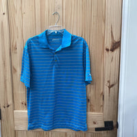 MENS NIKE GOLD POLO SHIRT LT BLUE/WHITE STRIPE M