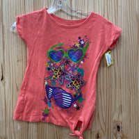 GIRLS FADED GLORY CORAL SHIRT W/SUNGLASSES S 6/6X