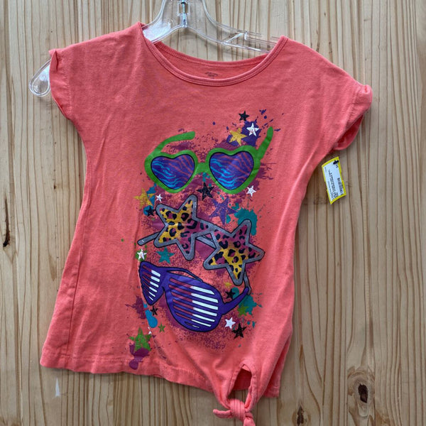 GIRLS FADED GLORY CORAL SHIRT W/SUNGLASSES S 6/6X