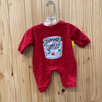 BOYS YUMMZ TOMATO KETCHUP RED ROMPER 3M
