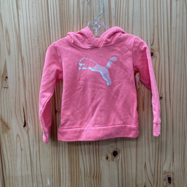 GIRLS PUMA HOODIE BRIGHT PINK/WHITE 24M