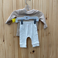 BOYS DISNEY BABY 2PC SET TAUPE/WHITE W/BAMBI 0/3M