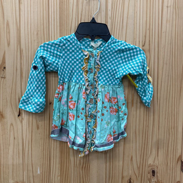 GIRLS MATILDA JANE LS SHIRT TURQUOISE/WHITE/CORAL/PINK 4