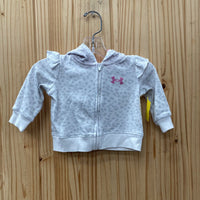 GIRLS UNDER ARMOUR GREY/WHITE LEOPARD JACKET 0/3M