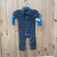 BOYS KICKEE PANTS DK GREY ROMPER W/TRACTORS 3/6M