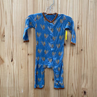 BOYS KICKEE PANTS SLEEPER TEAL W/ROOSTERS 3/6M