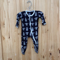 BOYS KICKEE PANTS ROMPER BLK/GREY W/COWS/MILK 3/6M