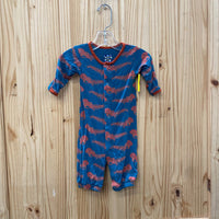BOYS KICKEE PANTS ROMPER TEAL W/OCTOPUS 0/3M