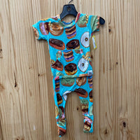 BOYS READY SET ROMPER TURQUOISE W/DONUTS 0/6M