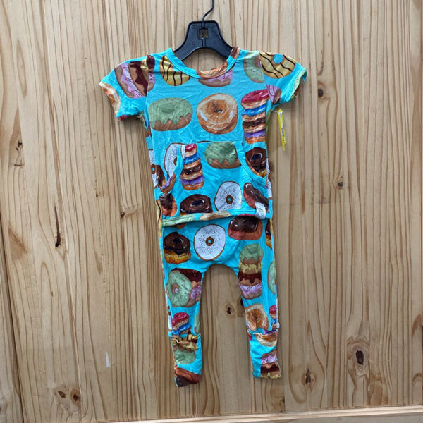 BOYS READY SET ROMPER TURQUOISE W/DONUTS 0/6M