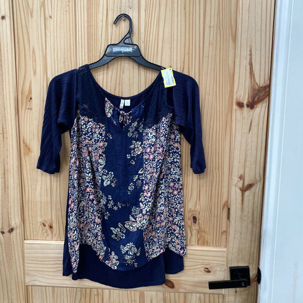 WOMENS EST. 1946 CASUAL TOP NAVY BLUE/BLK/LT PINK XL