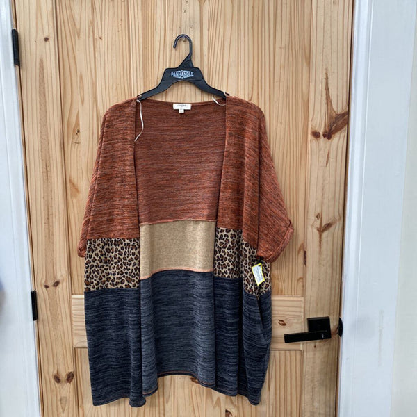 WOMENS UMGEE CASUAL CARDIGAN M/L BURNT ORANGE/LEOPARD/CHARCOAL GREY