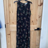 WOMENS CAROLINA COLORS BLK FLORAL SL DRESS 10
