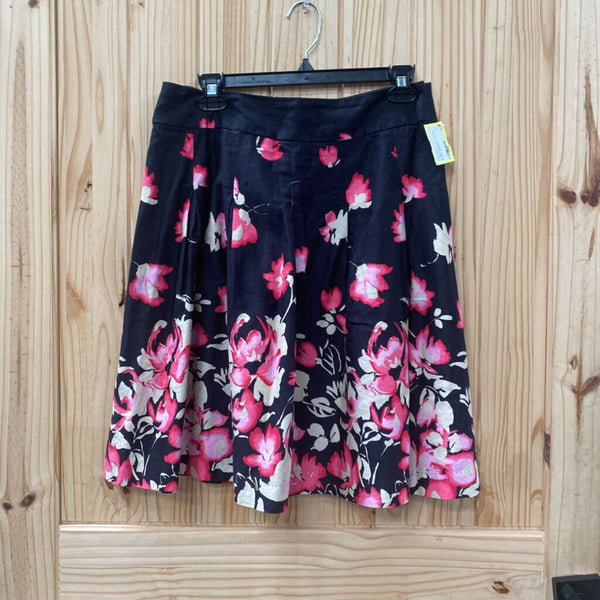 WOMENS GEORGE BLK/PINK FLORAL SKIRT 8