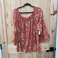 WOMENS CHAPS CASUAL TOP BURNT ORANGE/TAUPE XXL