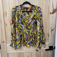 WOMENS J.CREW YELLOW FLORAL TOP 2X