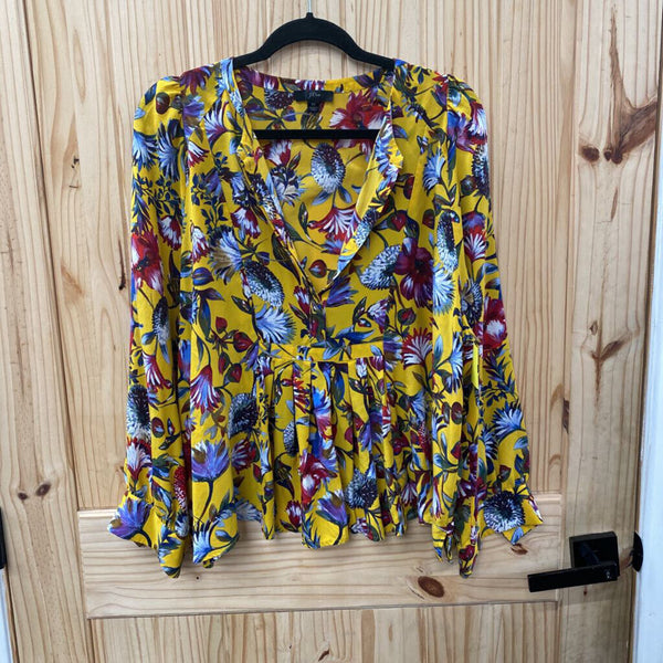 WOMENS J.CREW YELLOW FLORAL TOP 2X