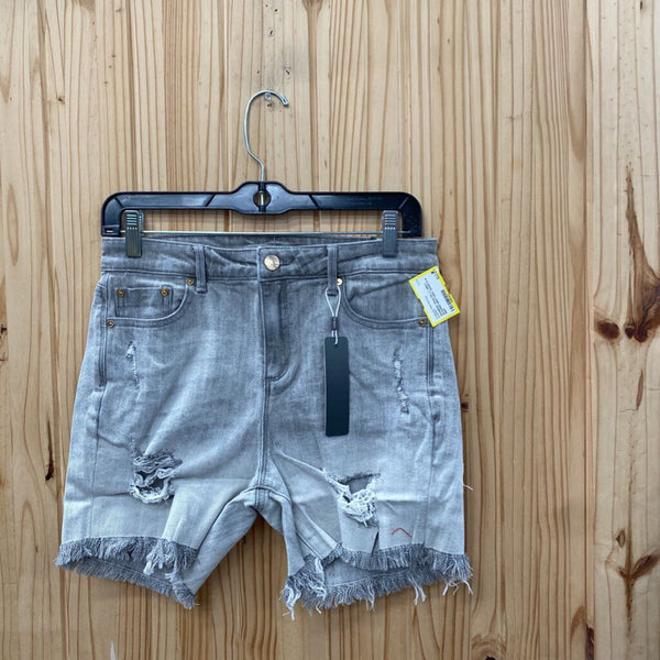 WOMENS TRACTR LT GREY WASHED BRITTANY SHORTS 6 NWT