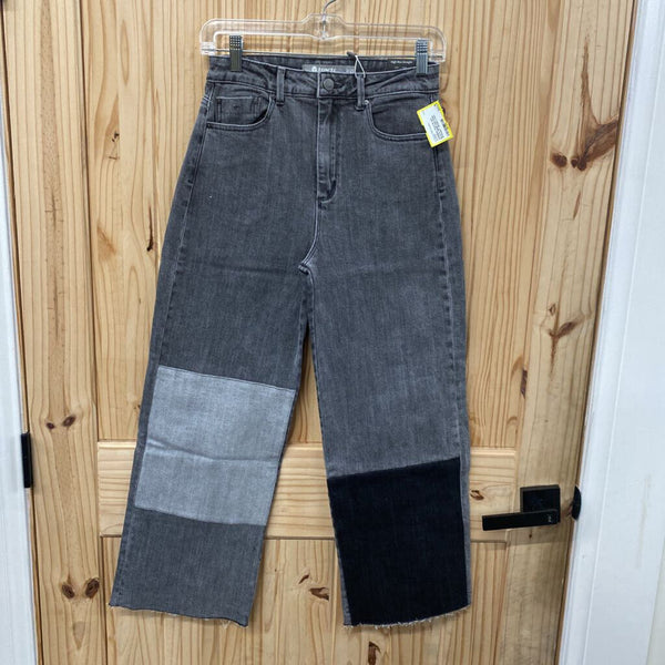 WOMENS TRACTR OFF BLACK DENIM HIGH RISE STRAIGHT JEANS 0 NWT